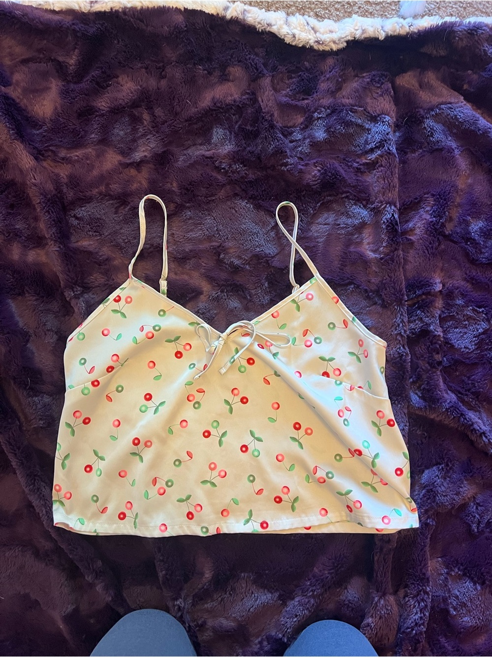 Matching Set Colsie White Cami and Shorts with Red Cherry Print